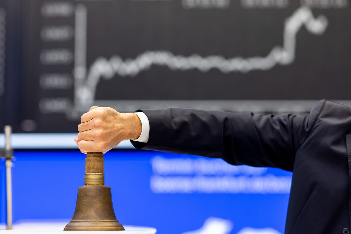 IPO bell in front of DAX board